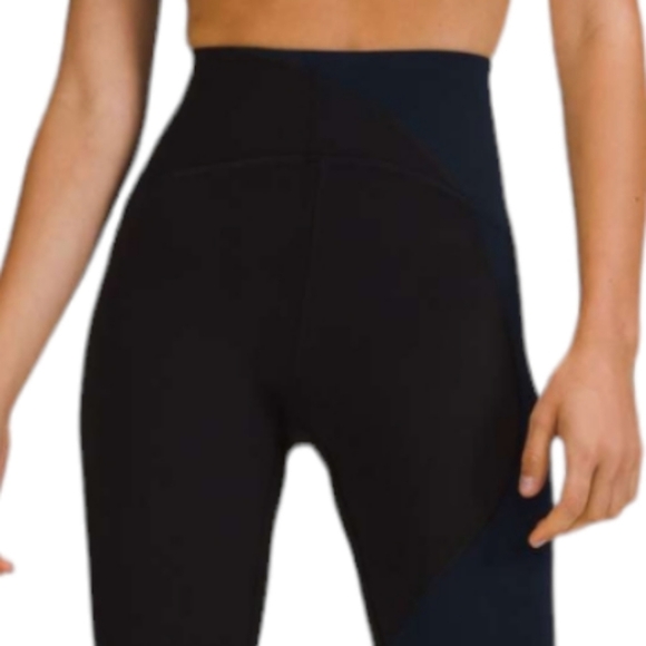 Lululemon Nulu Colourblock High Rise Leggings black true 25" navy 8 - Picture 2 of 9